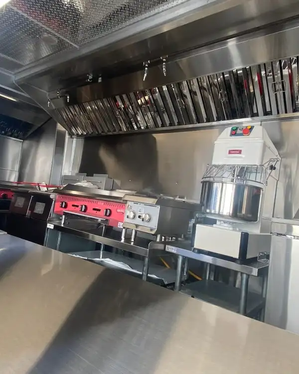 Double Kitchen — cook line with fire suppression and mixer