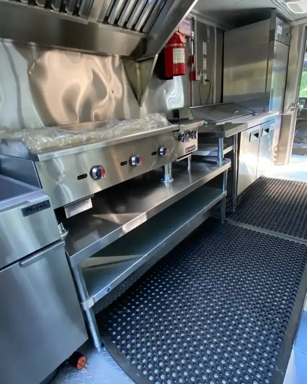 White Taco Truck — griddles, fryer and fire extinguisher