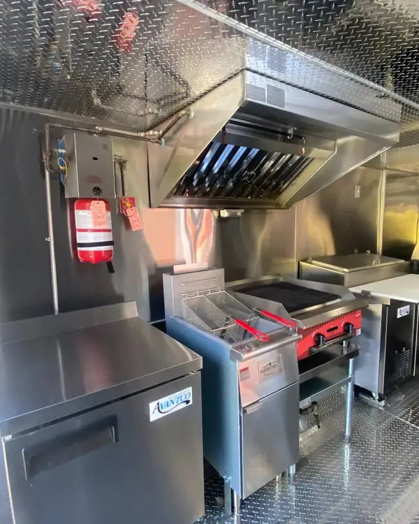 Pizza Truck — fryer, griddle and refrigeration under the hood
