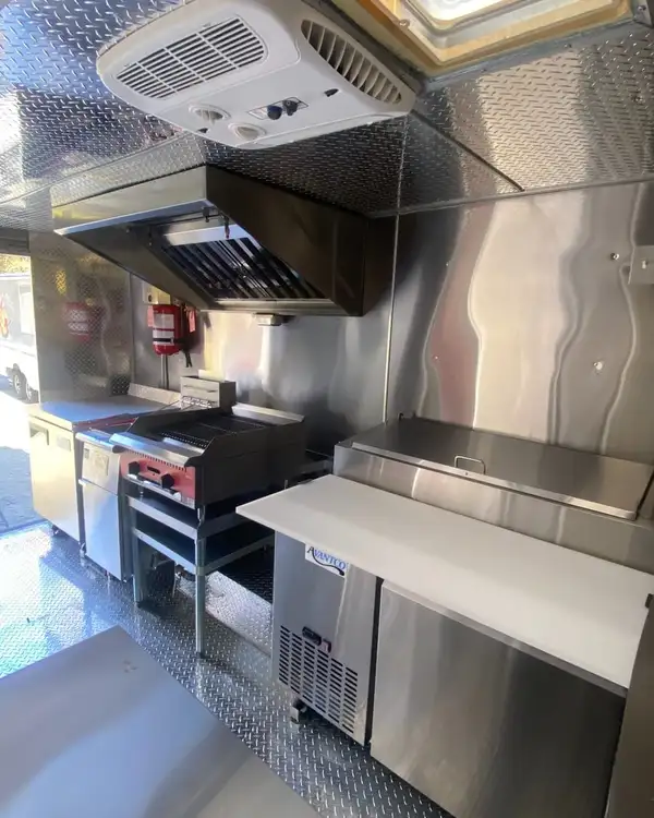 Pizza Truck — prep table, refrigeration and roof vent