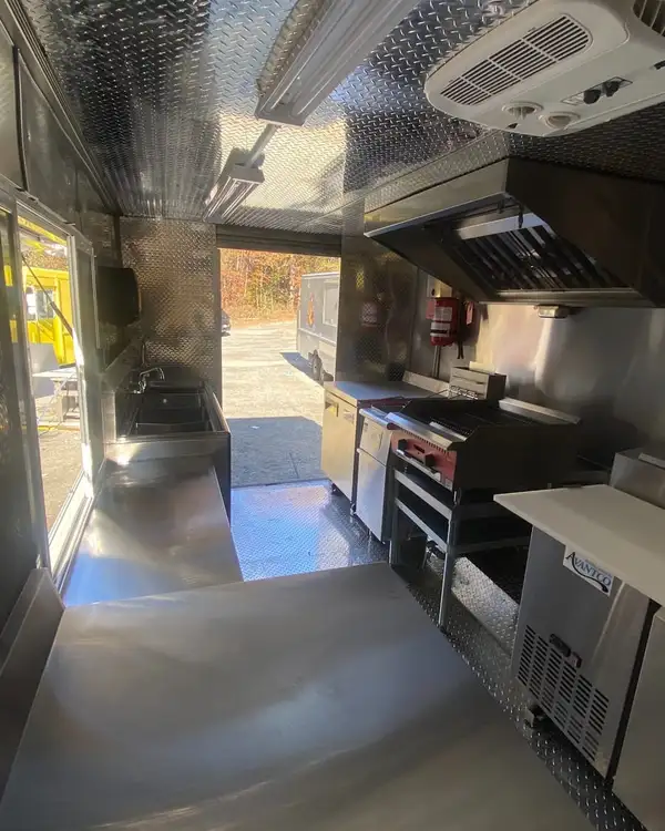 Pizza Truck — galley with prep counter and service window