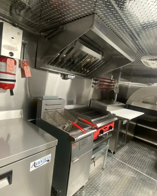 Pizza Truck — fryer and griddle at the cook line