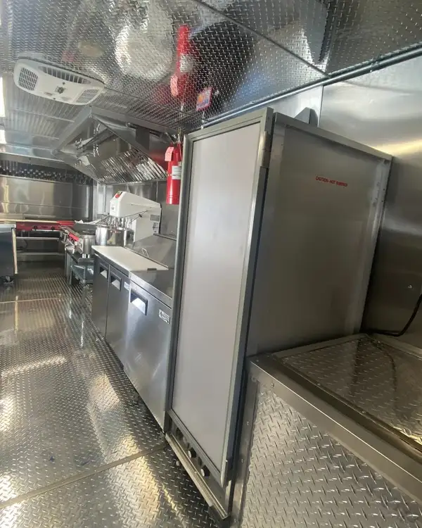 Double Kitchen — reach-in refrigerator and galley