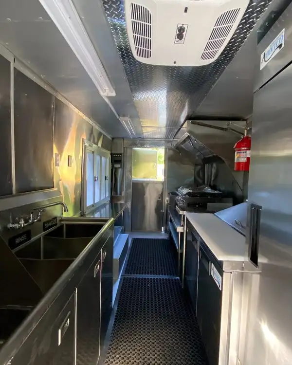 White Taco Truck — galley with sink and refrigeration