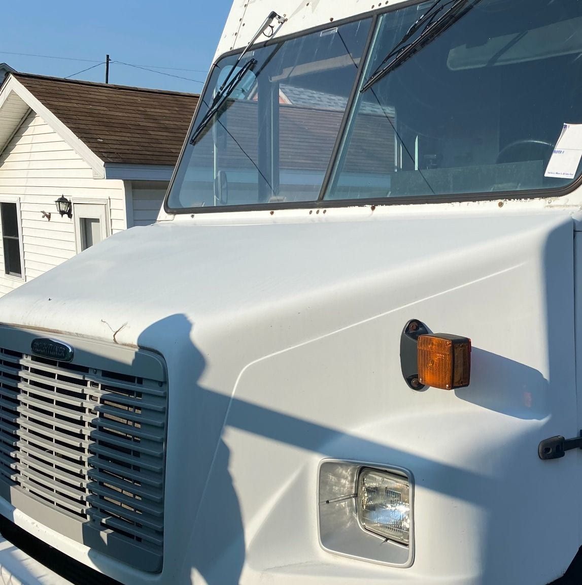 Original white step van before the Double Kitchen build