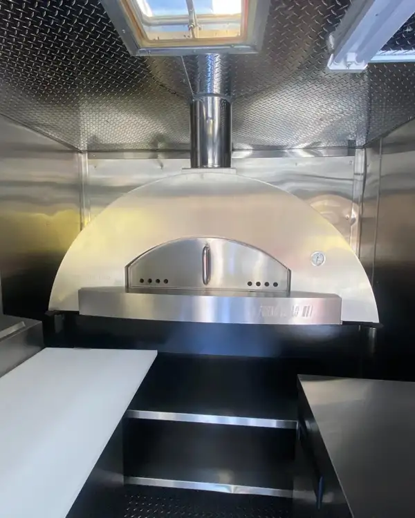 Pizza Truck — pizza oven at the end of the galley