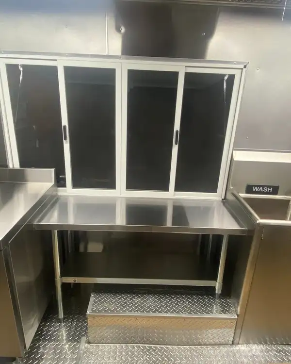 Pizza Truck — service window, prep counter and wash station