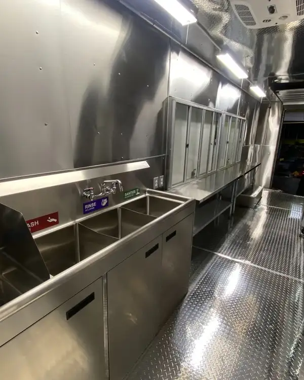 Mexican Food Truck — wash station and service windows